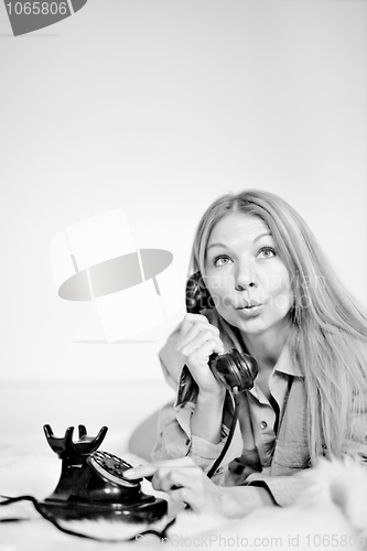 Image of Blonde Woman with Phone