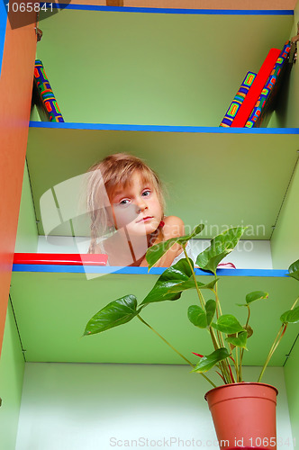 Image of child in the bookcase