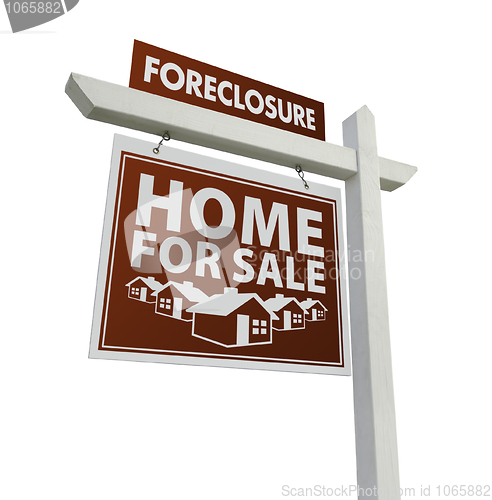 Image of Red Foreclosure Home For Sale Real Estate Sign on White