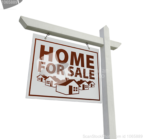 Image of White Home for Sale Real Estate Sign Isolated