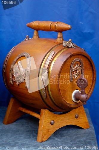 Image of Antique wooden small beer barrel retro object