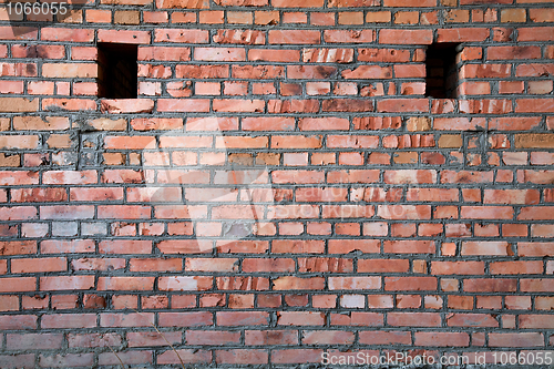 Image of Red old brick wall structure