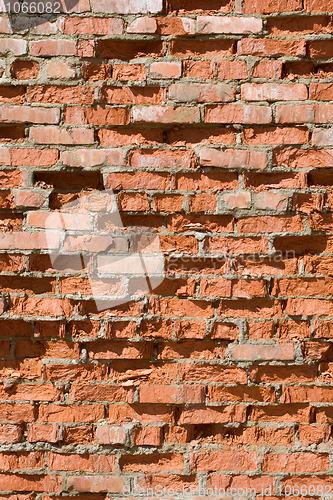 Image of Red old brick wall structure