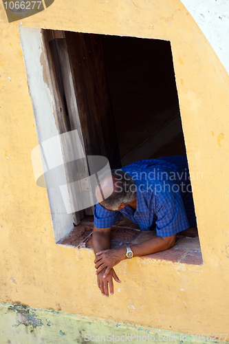 Image of Man Looking Out