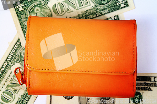 Image of Orange leather wallet