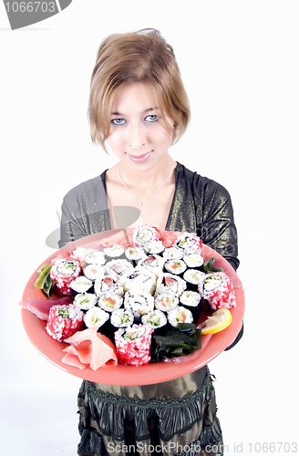 Image of girl with sushi 