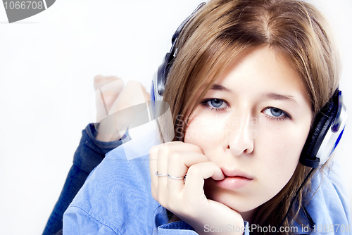 Image of Young girl in headphones 