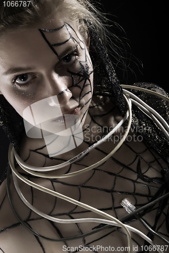 Image of Beautiful young girl  being wound 