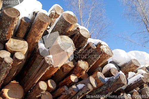 Image of Logs for Wood Fuel in Winter