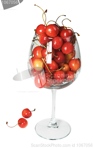 Image of The glass and sweet cherry
