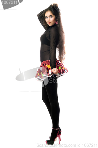 Image of Playful young brunette. Isolated