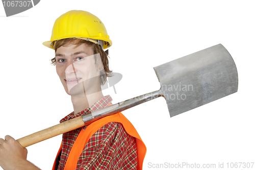 Image of Young worker with spade