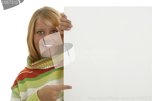 Image of Young woman with white board 