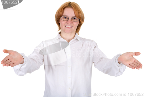 Image of Woman in a white suit