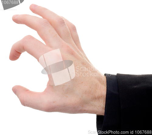 Image of Man's hand on a white background