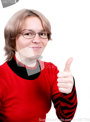 Image of The girl showing a thumb up