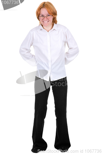 Image of Confused girl on a white background