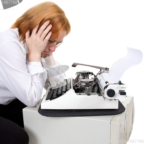 Image of Woman and typewriter