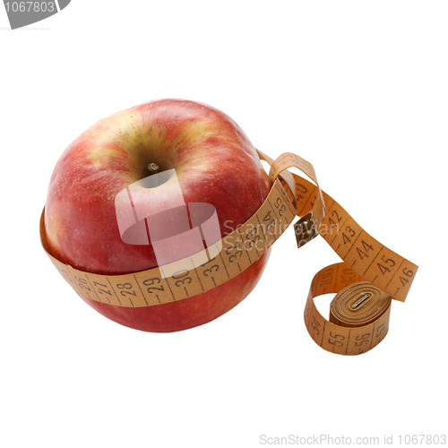 Image of Red apple with measuring tape