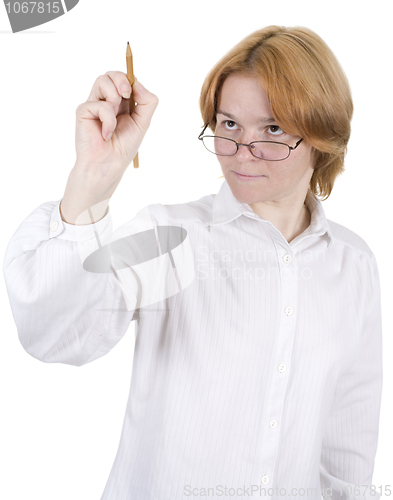Image of Girl in white clothes draws