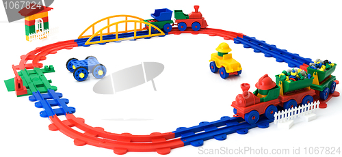Image of Plastic colour railway on a white background