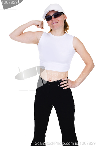 Image of The strong girl on a white