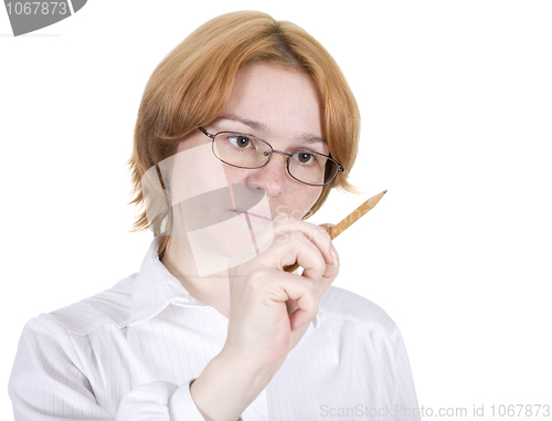 Image of Girl in white clothes draws
