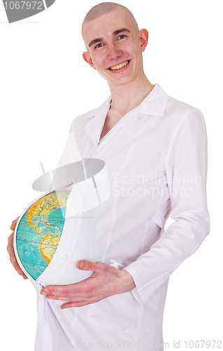 Image of Man and terrestrial globe