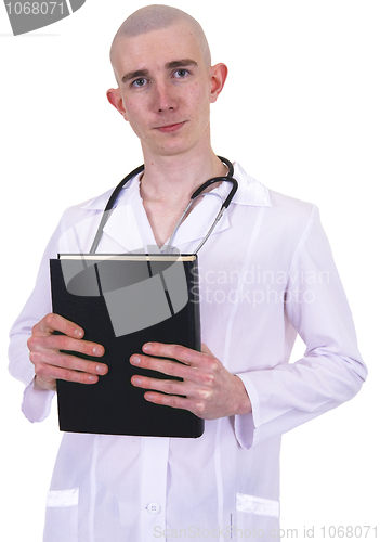 Image of Doctor with a stetoscope and book