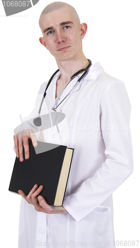 Image of Doctor with a book and stetoscope