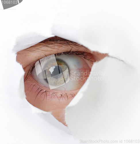 Image of Eye looking through a hole
