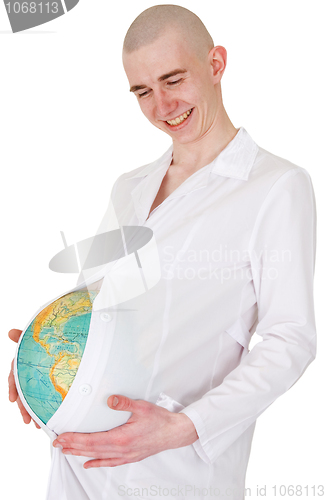 Image of Terrestrial globe and man