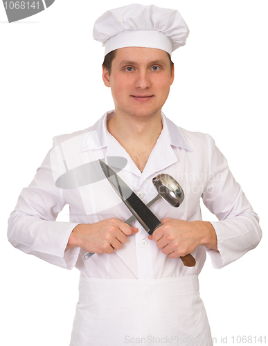 Image of Cook with the knife and the ladle
