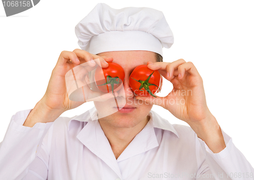 Image of Cook with red tomato
