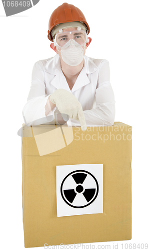 Image of Scientist with box