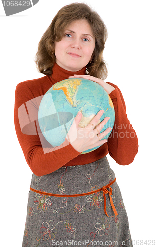 Image of Woman and terrestrial globe