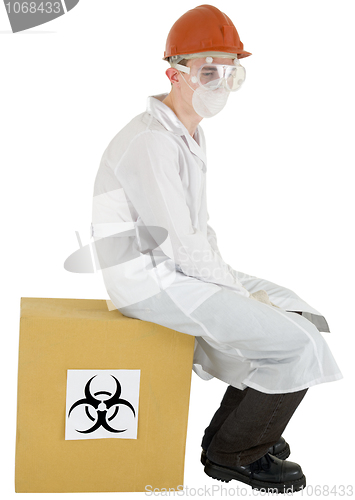 Image of Scientist and biohazard