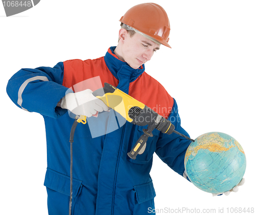 Image of Builder, terrestrial globe and perforator