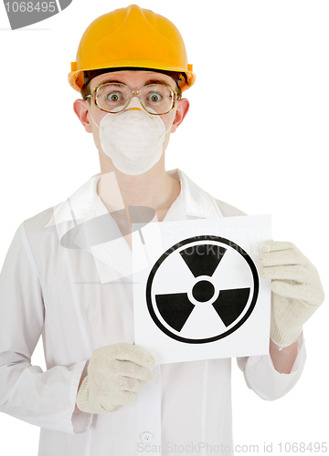 Image of Scientist with poster radiation