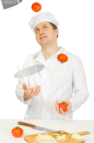 Image of Funny cook with tomato
