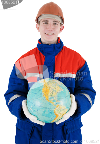 Image of Labourer with globe 