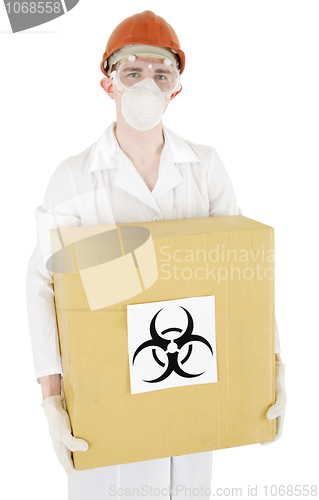 Image of Scientist and biohazard