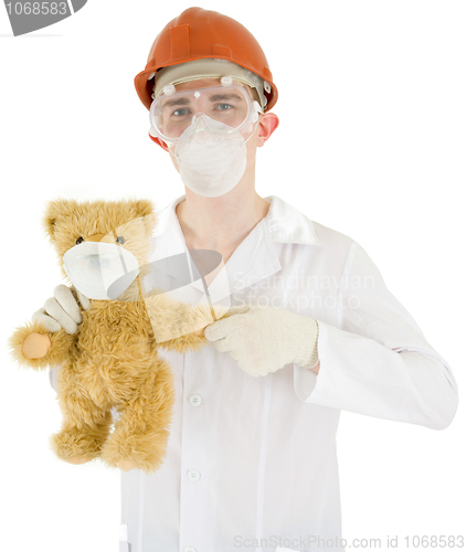 Image of Scientist with bear
