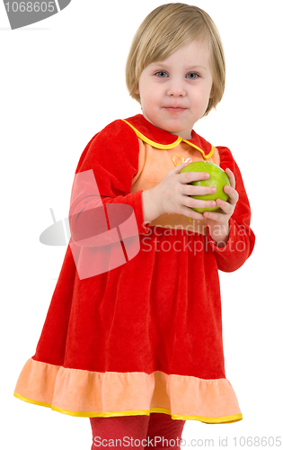 Image of Little girl and apple