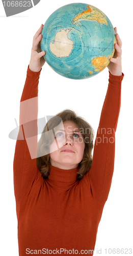 Image of Woman and terrestrial globe