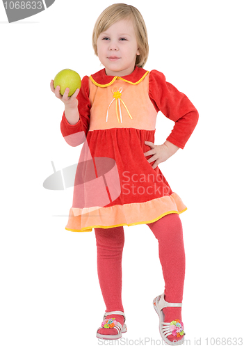 Image of Little girl and apple