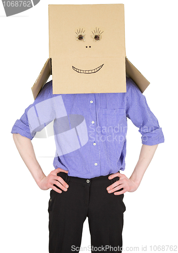 Image of Man with carton box instead of head