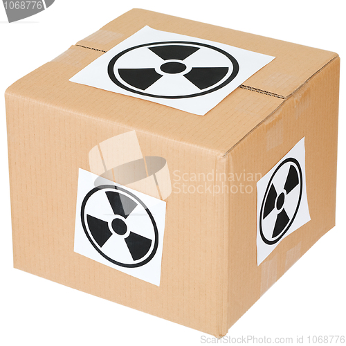 Image of Cardboard box with a radiation hazard 