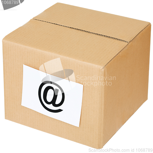 Image of Cardboard box with a e-mail sign
