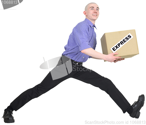 Image of Man to hurry to deliver box
